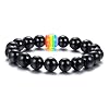 Nanafast LGBT Gay Rainbow Relationship Beaded Bracelet Couple Matching Pride Bead Bracelets Bangle 2 Pack (White/Black) #2