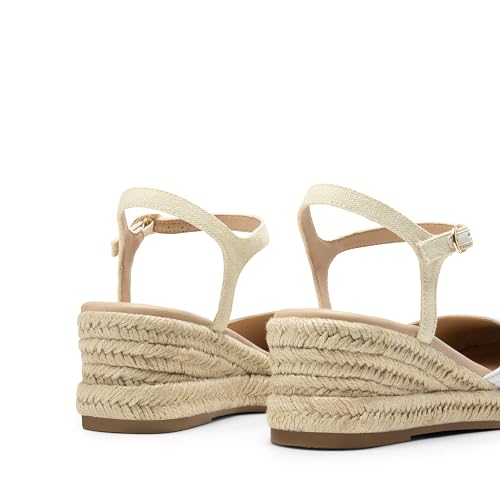DREAM PAIRS DREAM PAIRS Women's Wedge Sandals, Closed Toe Espadrilles Platform Wedge Heels with Adjustable Ankle Straps and Comfortable Cushion Insoles,Size 11,White,DWUMWS2518