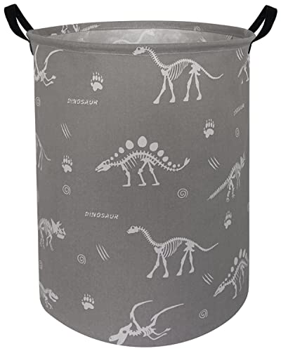 Image of NTAOHAMPER Large Dinosaur Laundry Basket,Canvas Fabric Laundry Hamper,Collapsible Waterproof Storage Bin with Handles,Toy Organizer for Kids,Home,College Dorms,Gift Basket(Grey dinosaur)