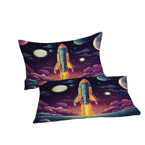 Parure de lit linge de lit microfibre super king avec housse de couette space - 7