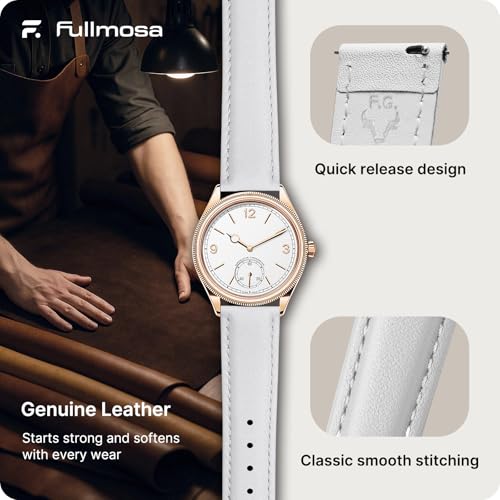 Image of Fullmosa Watch Band, Quick Release Leather Watch Strap Compatible with Samsung Galaxy Garmin for Men Women, Replacement Bands Width 12mm 14mm 16mm 18mm 19mm 20mm 21mm 22mm 24mm