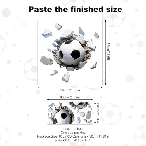 Vinilo decorativo 3D de fútbol impermeable para pared miniatura 2