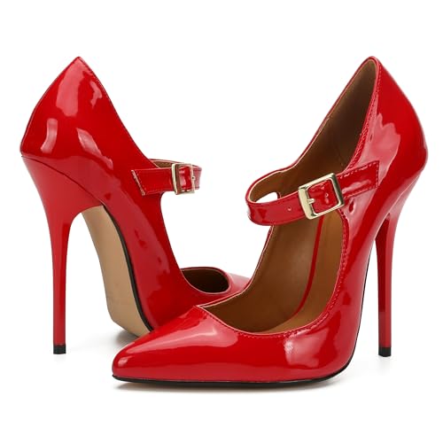 Image of Unisex Men's Women's Pointed Toe Stiletto High Heel Buckle up Pumps
