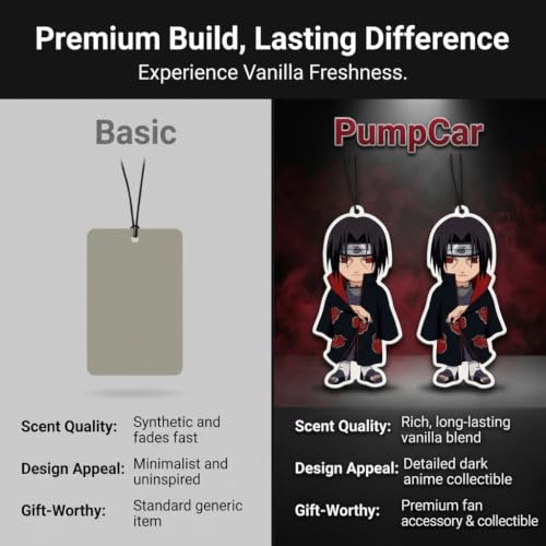 Image of PumpCar 2 pieces double-sided Itachi hanging cartoon vanilla-scented funny car air freshener Cool hanging for rearview mirror Car Interior Accessories Gifts Anime Manga Fans Ninja Shinobi Truck SUV