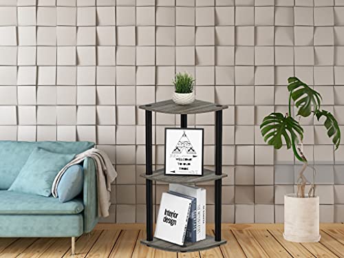 Image of Ash & Roh 3-Tier Corner Display Rack Multipurpose Shelf, Industrial Storage for Bedroom, Living Room, Kitchen, Small Space. (H-2.6 Ft | W-2 Ft | D-1 Ft) (3-Tier Corner Rack)