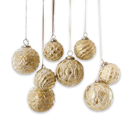 Loberon Weihnachtsschmuck 8er Set Imogen, 2 Größen & 4 Prägungen,...