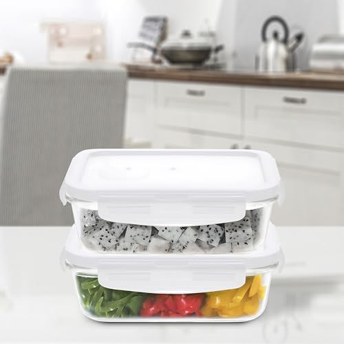 Image of Cutting EDGE 1520ml Rectangular Borosilicate Glass Food Container(Set of 2) | Lunch box, leftovers storage, lunch packing, freezer use, kitchen organization, transparent container, for food Preparation