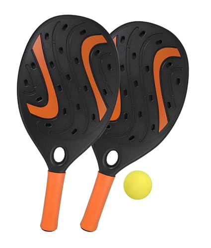 Pala de pádel con pelota, juego de 2 raquetas de plástico de 41 cm, raquetas de playa para pádel, tenis, piscina y fiesta, par de palas, piscina, jardín