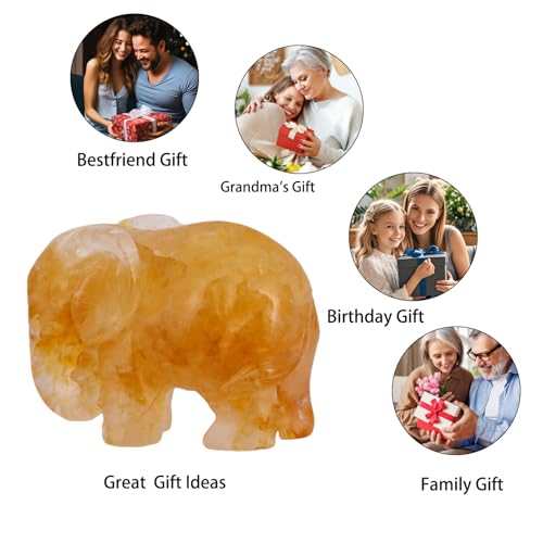 Figurita de elefante de cristal citrino 2'' para decoración miniatura 7