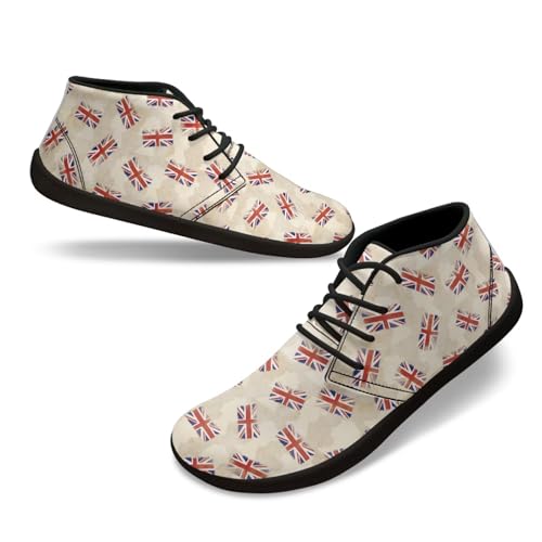 Howilath Flag Print Barefoot Shoes Men Running Cross Training Shoe, Low Zero Drop Wide Toe Walking Sneakers