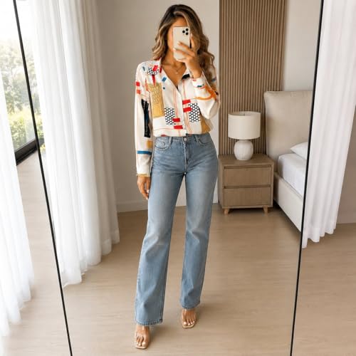 Image of TOPLOT Women's Shirt | Stylish Top Design | Modern Abstract & Floral Prints | Classic Collar with Front Closure for Polished and Everyday Styling | Long Sleeve Casual (5110)