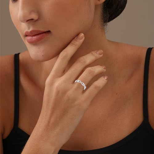 LeCalla 925 Sterling Silver Rings for Women | Infinity Knot & Chain Link Stackable Ring |Statement Wedding Band Engagement Ring Jewelry Gifts for Her(Sizes 6-9No.)2