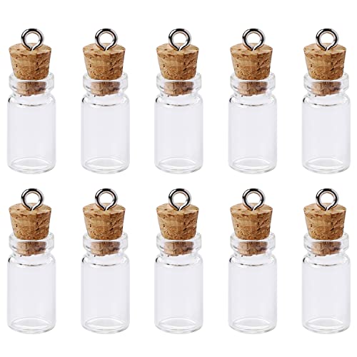 10 Pcs Petites Bouteilles en Verre avec Couvercles en Liège, Mini Flacons de Souhaits 1ml, pour Messages et Bricolage