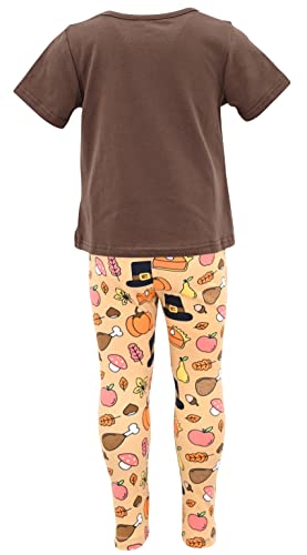 Image of Unique Baby 2 Piece Girls Printed Leggings Outfit with Short Sleeve Shirt Kid and Toddler Clothes Set