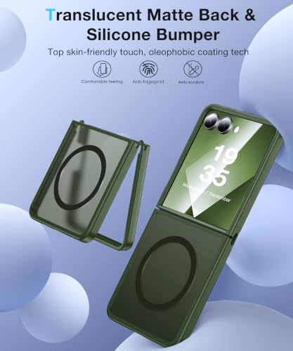 Image of NO.1 Magnetic for Samsung Galaxy Z Flip 7 Case Compatible with MagSafe [Military Grade Drop Tested][Translucent Matte][Anti-Fingerprint] Soft Silicone Bumper for Samsung Flip 7 Case Slim,Green