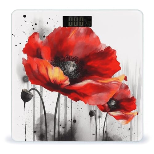 Báscula digital de baño con diseño floral y vidrio templado