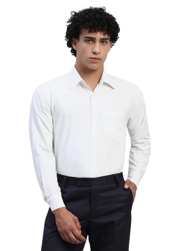 Image of SHOKHEAD Men's Formal White Cotton Shirt - Slim Fit Full Sleeve Dress Shirt for Office & Business Wear