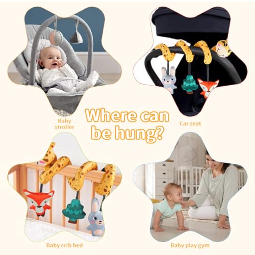 Image of SNOWIE SOFT Giraffe Stroller Soft Plush Toys for 6 Month Old Baby Spiral Colorful Sensory Toy Interactive Cartoon Stuffed Plush Baby Toys for 6 to 12 Months Crib Ornament