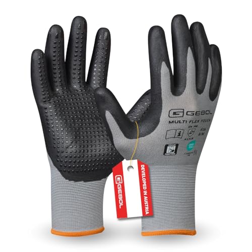 Gebol Micro Flex, guanti da lavoro per sensazioni necessarie, guanti protettivi da uomo, taglia XXL (Gr 11), grigio, 1 paio