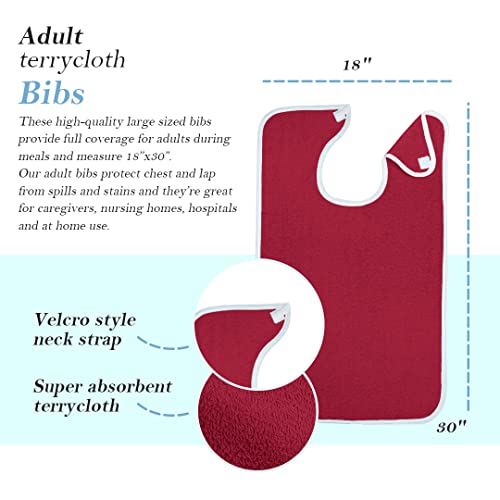 Image of Avalon Towels Adult Bibs Aprons - Clothing Protector Bibs for Adult - Terry Cloth Adult Bib Super Absorbent and Washable bib