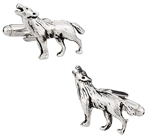 Mancuernillas Lobo Solitario Plateadas con Caja miniatura 1