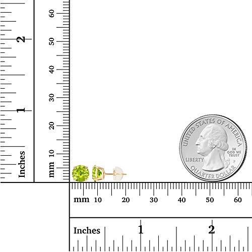 Solid 14K Yellow or White or Rose Gold 6mm Round Genuine Birthstone Gemstone Prong Set Stud Earrings For Women4