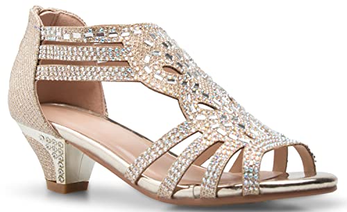 Image of Olivia K Girl's Cute Adorable Strappy Glitter Open Toe Heel Sandals - Adjustable buckle