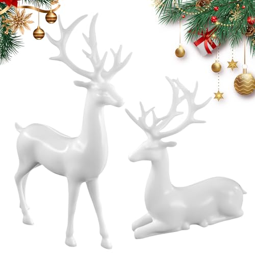 Znnhnn 2 Stück Weiß Weihnachtsdeko Rentier Figure,Rentier Hirsch...