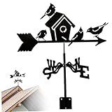 Girouette, girouette en Forme de nichoir à Montage sur Le Toit avec 4 Oiseaux en Fer 13x20 indicateur de Direction du Vent décoratif pour Cour, Jardin, Ferme pour Un Usage Quotidien