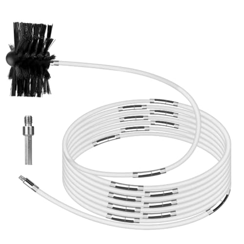 PJDDP 25Pcs Brosse Nettoyage de Cheminée, Kit de Ramonage avec Tiges en Nylon, Têtes de Brosse, Connecteur de Perceuse pour Cheminée, évent de Sécheuse, Tuyau...