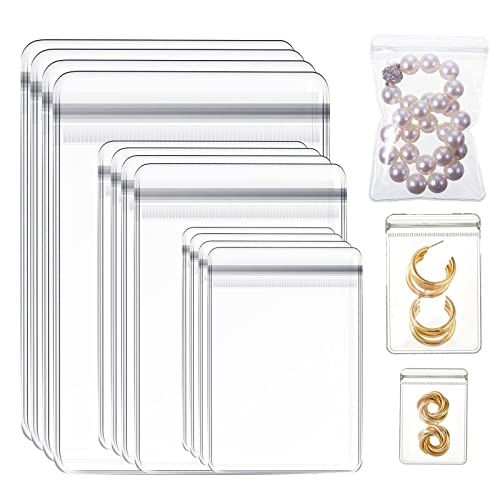 60 Pcs Bolsas Para Joyas,Bolsas de Plástico con Autosellado，Material de PVC para Evitar que los Pendientes se Decoloren,3 Modelos,Reutilizables,se Pueden usar para Pulseras, Collares, Anillos