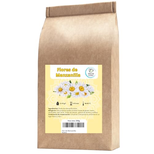 Flor de Manzanilla Dulce (125 Tazas) | Infusión a Granel | Calmante y Relajante | Té Natural (250 g, Dulce)