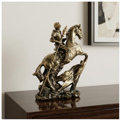 Estatua de caballero dorado 11.4 pulgadas miniatura 1