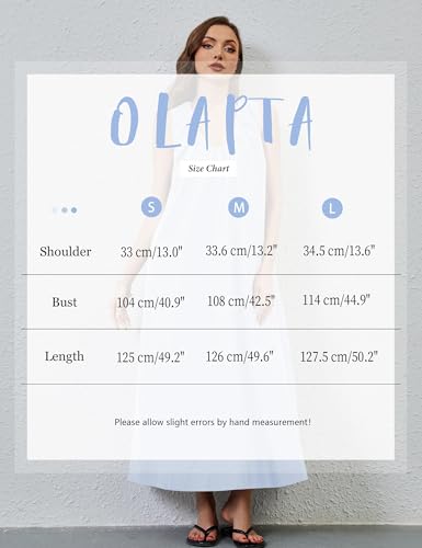 Image of OLAPTA Women Summer Sleeveless Maxi Dress Scoop Neck Ruched Loose Fit Casual Elegant Solid Vacation Long Dress with Pockets