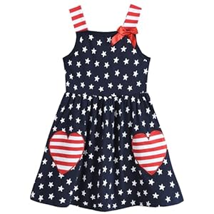 CM-Kid Little Girls Dress Summer Toddler Girl Clothes 4th of July Dress Kids 2-8 Years