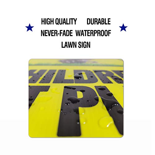 MuaToo Slow Children at Play Yellow Yard Sign, Warning Signs on Lawns, Sidewalks, Yards and Sriveways - with Metal Wire H-Stakes, Double-Sided Printing(Sign Size 9\" X 12\")