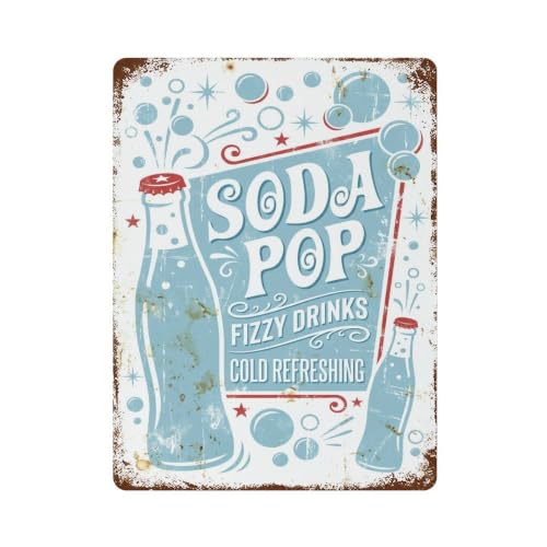 Soda Pop Fizzy Drinks Cold Refreshing Bubbly Metal Tin Sign Plaque