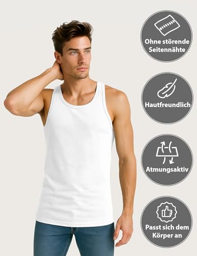 ALPIDEX Pack de 5 Camiseta de Tirantes para Hombre 100% Algodón Camisetas Interior, Tamaño:L, Color:Blanco