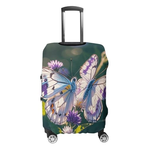 White Purple Butterflies Luggage Cover Elastic Suitcase Protector Case Anti-Scratch Washable Baggage Covers Protector For Traveling, Aircraft Consignment XL4