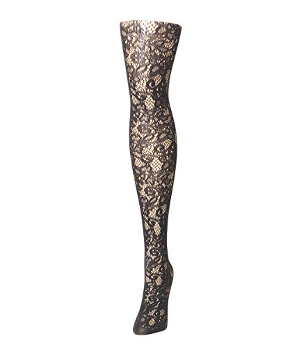 MeMoi Women's Artistic Garden Nylon Net Tights Black Medium/Large4