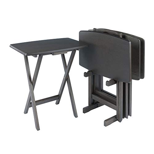 Image of WINSOME Dorian Oversized Snack Table Set, Oyster Gray (Brown Base) (replace color may vary)., 23.62 x 15.75 x 25.51, 5pc