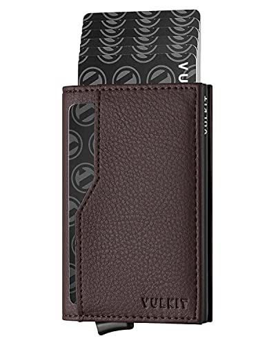 Image of VULKIT Card Holder Wallet with Double ID Windows RFID Blocking Pop Up Wallet Minimalist Design for 12 Cards