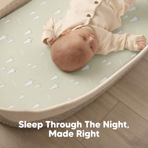 Image of 2-Pack Baby Bassinet Sheets Girl, Boy, 33x17 Bedside Sheets (Pine Grove) | Viscose Derived from Bamboo, Universal Fitted Bassinet Sheet, Compatible with Halo Bassinest Sleeper, Baby Delight, Graco