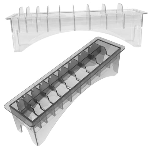 Healeved 2Pcs Clear Guide Comb Holder Rectangular Clipper Guard Organizer for Barbershop Plastic Storage Box for Hair Clipper Accessories Easy to Use and Tool