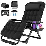 Suteck Oversized Zero Gravity Chair,33In XXL Outdoor Recliner Chair w/Removable Cushion&Headrest, Camping Lounge Chair w/Upgraded Lock&Footrest, Reclining Patio Chairs for Indoor Outdoor,500LBS