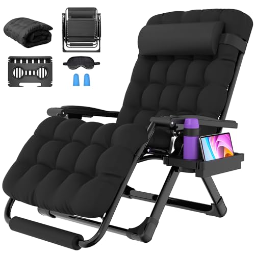 Suteck Oversized Zero Gravity Chair,33In XXL Outdoor Recliner Chair w/Removable Cushion&Headrest,...