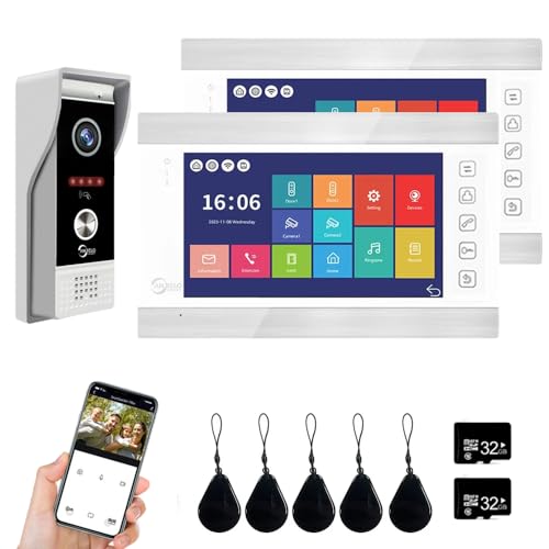 Sistema di videocitofono, videocitofono Wi-Fi con telecamera e monitor da 7 pollici, campanello cablato da 1080P, supporta ingresso con carta a scorrimento e rilevamento del movimento, audio