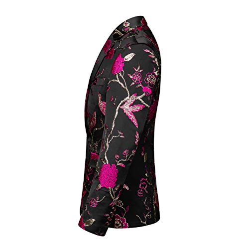 Mens Floral Suit Jacket Jacquard Paisley Luxury One Button Slim Fitted Business Wedding Tuxedo Suit Blazer Jacket US Size 40 Purple Red2