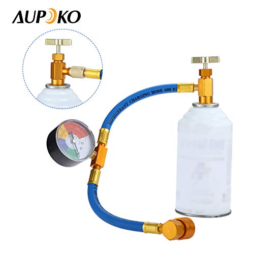 Aupoko R134A Ac Refrigerant Recharge Hose Kit, Auto Air Conditioning Kit, R12 To R134A Low Pressure Retrofit Valve With Dust Cap, Oil Detection Cottons For Ac Air Conditioning Refrigerant System #TOP4