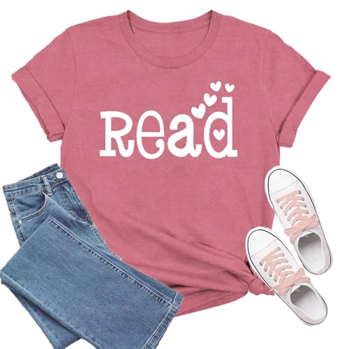 Image of Book Shirts for Women Book Lover T-Shirt Reading Tee Teacher Tops
